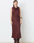 Flavie Satin Slip Skirt full body front