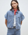 Lord Denim Blouse with Eyelets front