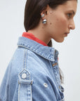 Lord Denim Blouse with Eyelets close up side