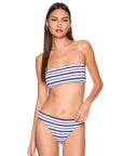 Stripe Swim Bikini Bottom and Bandeaux front view