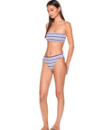 Stripe Swim Bikini Bottom and Stripe Swim Bandeaux full body side