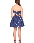 Polka Dot Tie Back Mini Dress full body back