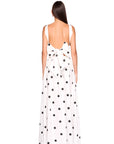 Polka Dot Poplin Drop Waist Skirt full body back view on model