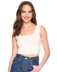 Wide Strap Crop Top in Blanched Almond close up