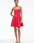 Staud Wylie Mini Dress in Cherry full body front