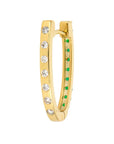 Single Double-Sided Oval Emerald and Diamond Hoop on diamond side