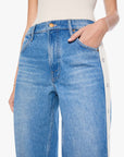 The Striped Resealable Skimp close up front view on model