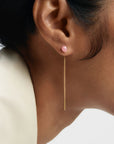 Rhodochrosite Lyra Earrings on model