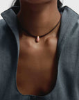Rhodochrosite Luna Cord Necklace on model