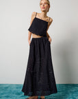 The Pretty Please Skirt front view with matching top on model