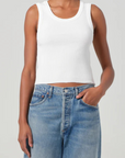 Agolde Shrunken Poppy Tank White front