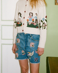 Sea Kara Beaded Denim Short front view