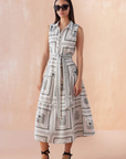 Omika Emiline Maxi Dress front, with belt