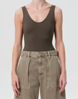 Agolde Tora Tank Bodysuit Grove front
