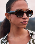 Krewe Margaret Venezia Sunglasses on model looking right