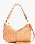 Clare V Moyen Messenger Woven Checker Bisque front