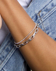 Adina Reyter Bead Chain Bracelet Silver with Italian link bracelet