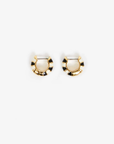 Clare V Enamel Stripe Huggie Earrings side by side