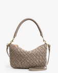 Clare V Petit Moyen Puffy Woven Dove by itself front