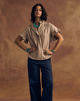 Xirena Brie Toffee Stripe Top full body
