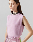 Lanhtropy Glitter Knitted Top in Pink front