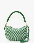 Clare V Petit Moyen Messenger in Fern Mist front view