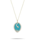 Adina Reyter Turq + Diamond Oval Snake Pendant Necklace