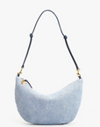 Clare V Lune Denim Suede Bag front
