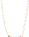 Adina Reyter Mini Diamond Arrow Hinged Charm on seed pearl chain