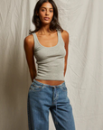 Perfect White Tee Mia Fine Rib Heather Tank front