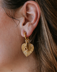 Elizabeth Cole Francia Heart Earrings on ear