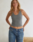 Perfect White Tee Blondie Tank in Dark Heather Grey front