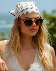 Krewe Beau II Kyoto Tortoise 18k Polarized Sunglasses on square face shape, female model