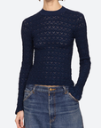 Sea Ruby Long Sleeve Top Navy front close up