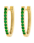 Pair of Double-Sided Oval Emerald and Diamond Hoop on emerald side