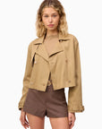 Evans Cropped Trench front, unbuttoned