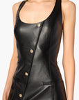 Kirby Vegan Leather Midi Dress close up front