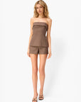 London Strapless Plaid Top and matching short full body front