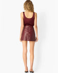 Cillian Genuine Leather Mini Skirt back view