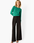 Nahal High Rise Pant with green sweater