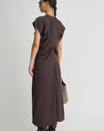 Monde Drape Bias Maxi Dress back and side view on model