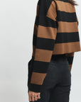 Samira Striped Knit Polo Black/Brown back