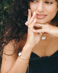 Jo Paperclip Bracelet on model with other bracelets