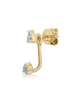 Single Diamond Pear and Round Illusion Stud Earring side