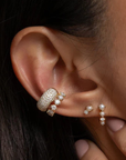 Adina Reyter Wide Pave Diamond Ear Cuff on ear
