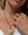 Thatch Malene Green Dot Clip Charm on chain on model