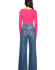 Susana Monaco Long Sleeve Scoop Front Top in Peony back