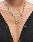 Adina Reyter Groovy Diamond Heart Mini Bead on necklace, stacked