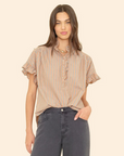 Xirena Brie Toffee Stripe Top front
