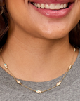 Clare V Petite Pearl Sardine Chain on neck